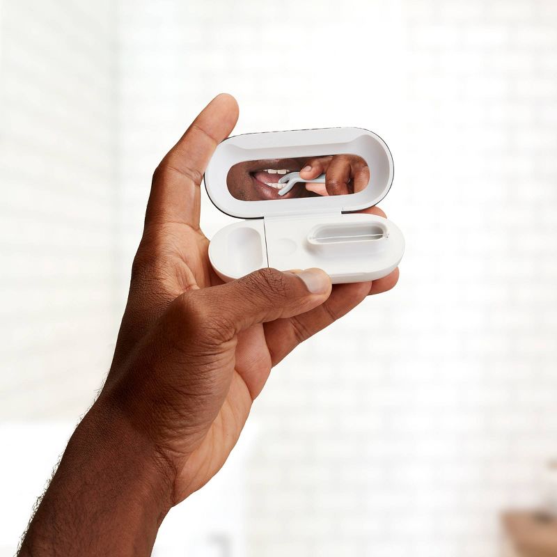 quip Plastic Refillable Floss Pick Starter Kit - Reusable Pick + Dispenser - 180-Use / 7.6 yd / 7 m Refill Included - White