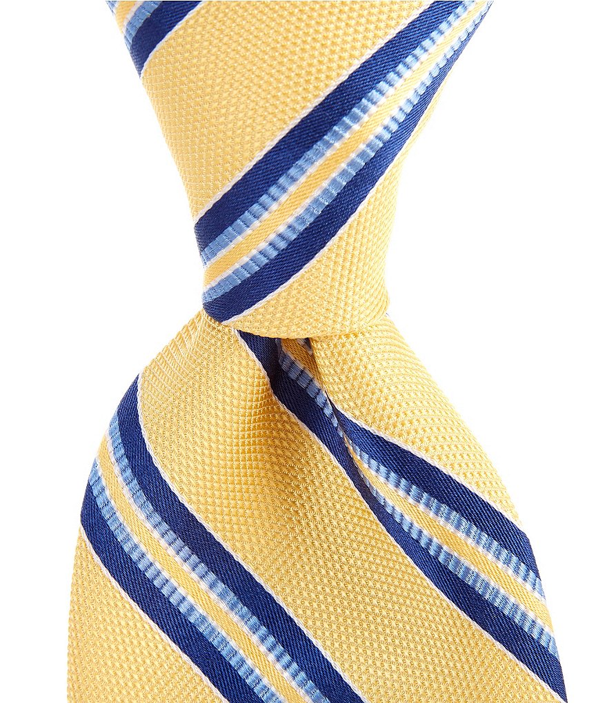 Roundtree & Yorke Big & Tall Johnson Stripe Traditional 3 3/8#double; Silk Tie