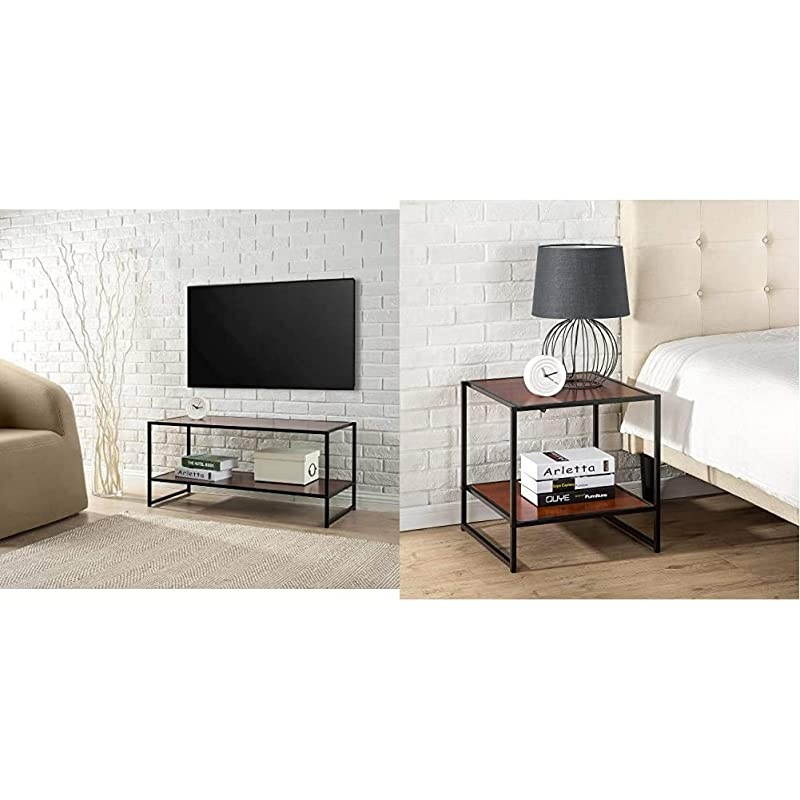 Modern Studio Collection TV Media StandTableGood Design Award Winner with 20 Inch Square SideEnd TableNight StandCoffee TableGood Design Award Winner Brown