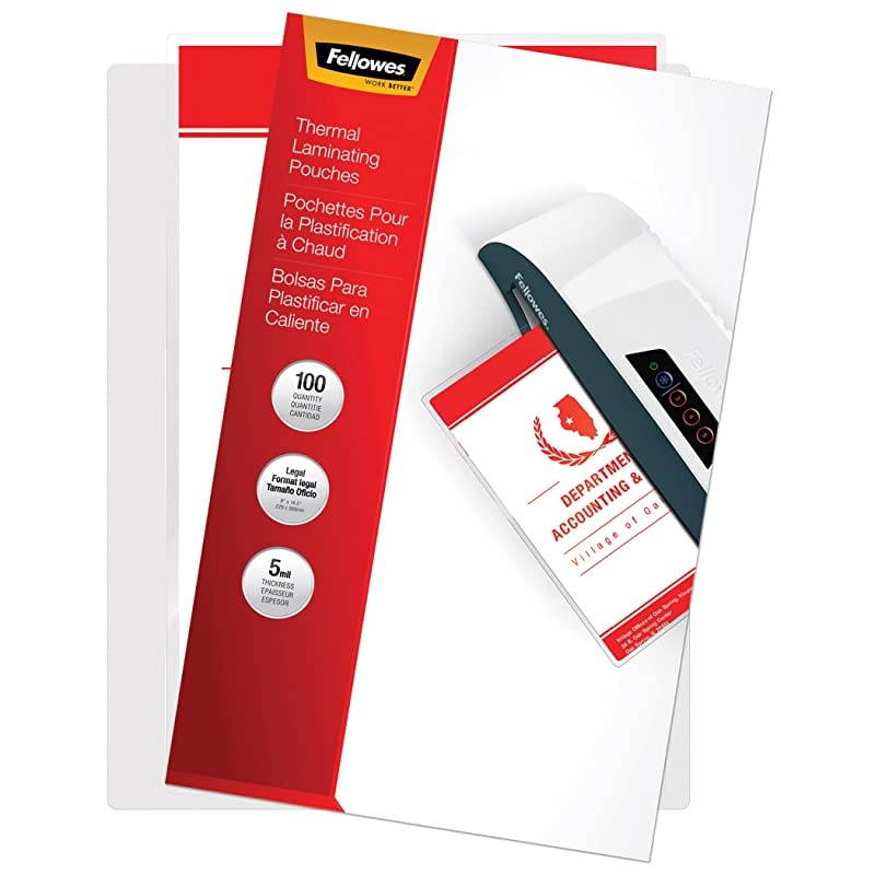 Laminating Pouches, Thermal, Legal Size, 5 Mil, 100 Pack (52045),CLEAR