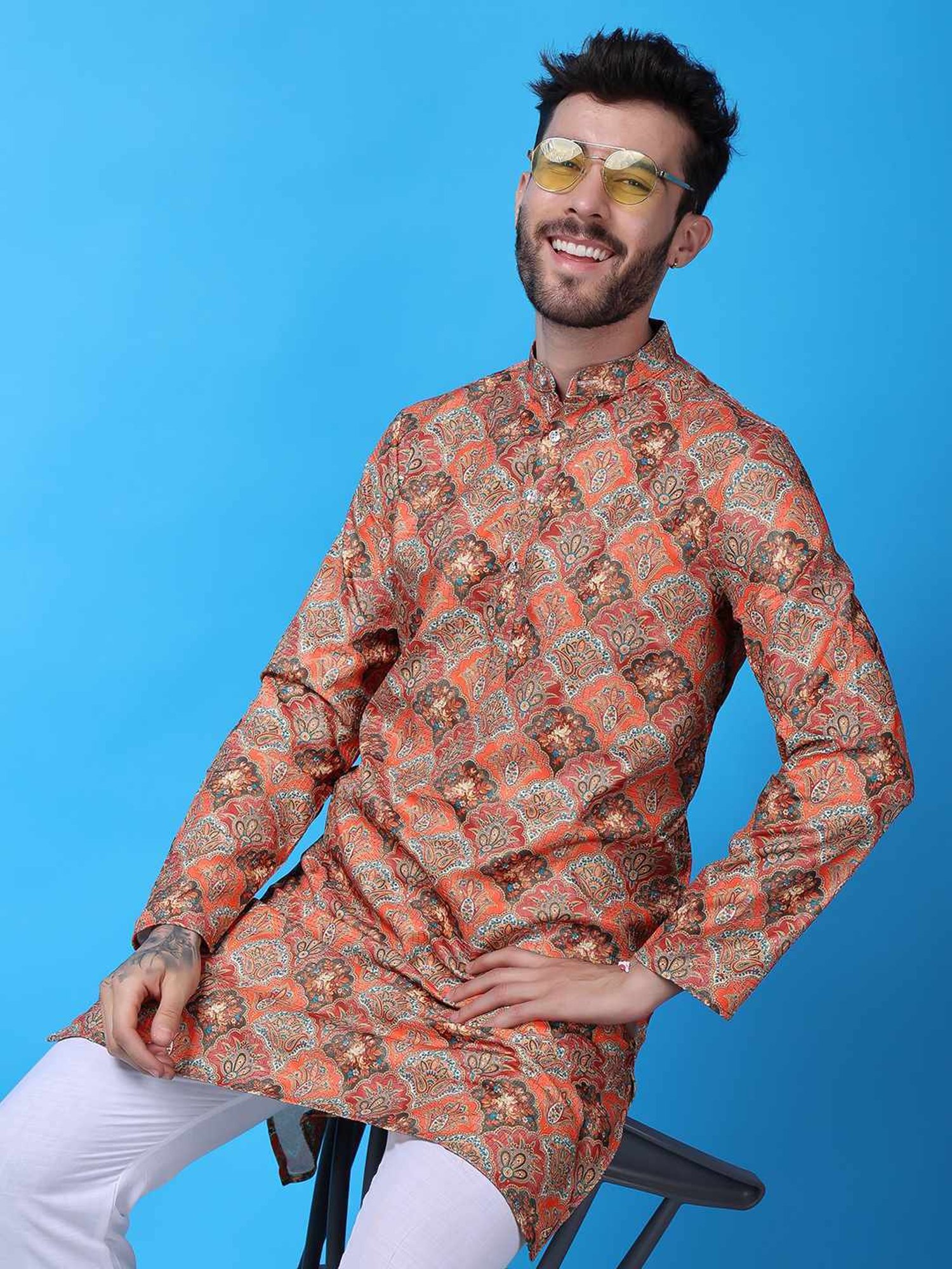 Hangup Multicolored Regular Fit Printed Kurta Bottom Set