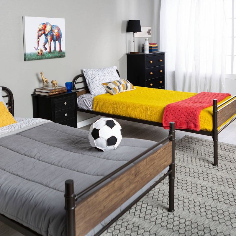 Twin over Twin Metal Wood Bunk Bed Black - Saracina Home