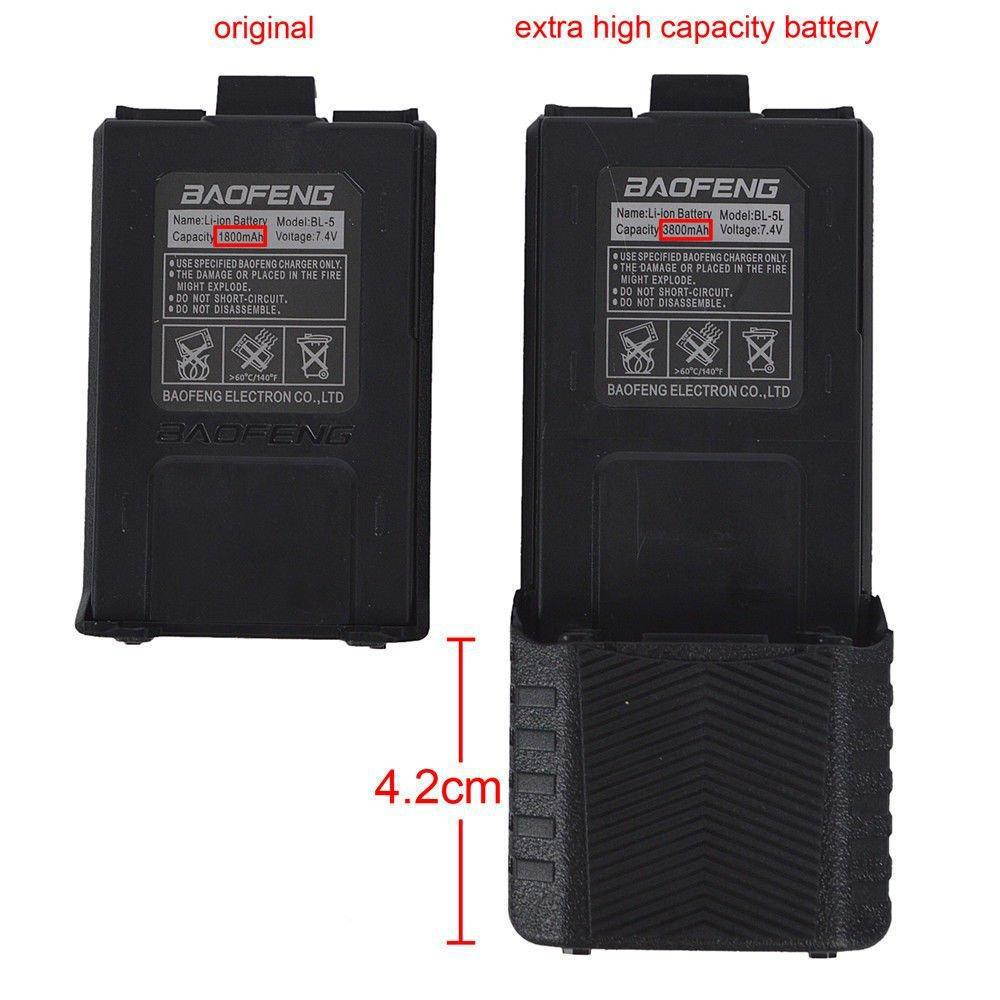 baofeng bl5 extended 3800mah 7.4v li ion battery for baofeng uv5r 5re f8+ f9 black