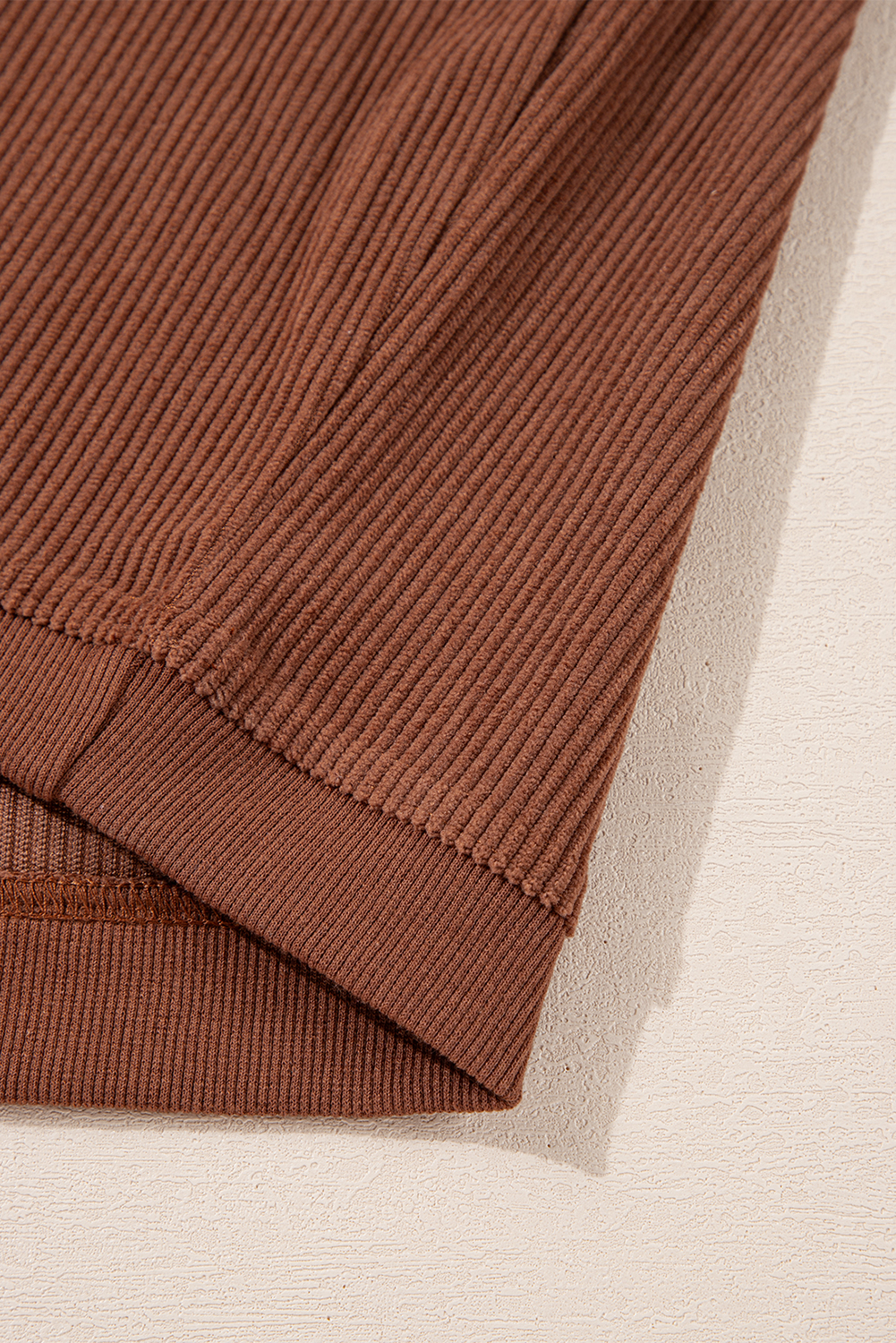 Khaki Plain Drop Shoulder Ribbed Trim Oversized Sweatshirt