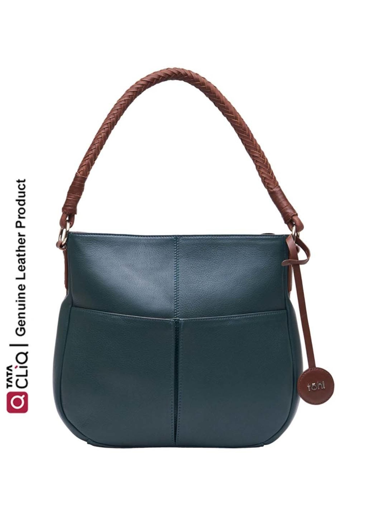 Tohl Teal Green Solid Medium Shoulder Handbag