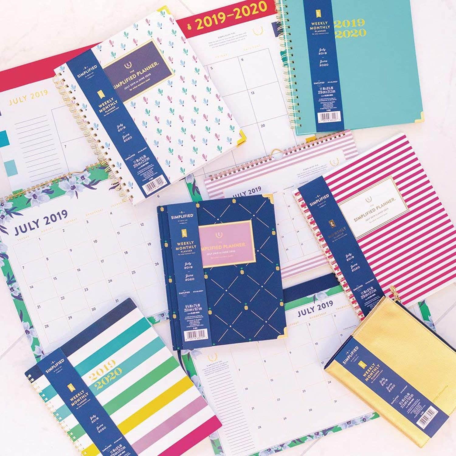 Simplified 2019-2020 Academic Year Monthly Wall Calendar, Medium, 15" x 12", Green Floral (EL201-707A)