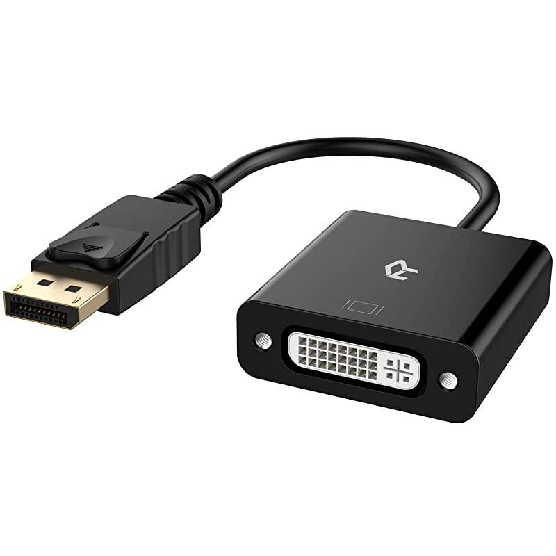 DP to DVI Adapter, Gold Plated DisplayPort to DVI Male to Female Converter (Black)