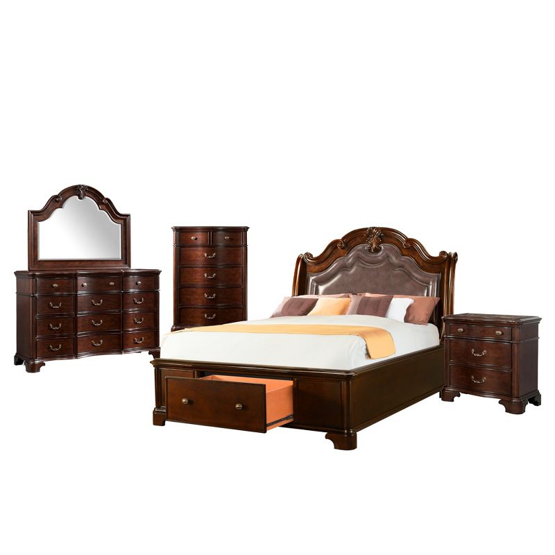 5pc King Tomlyn Storage Bedroom Set Dark Cherry - Picket House Furnishings