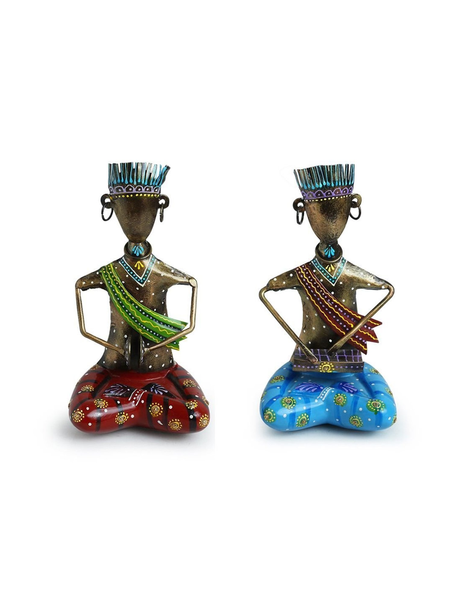 ExclusiveLane 'Gayak Folk Artists' Multicolor Iron Decorative Piece - Set of 2