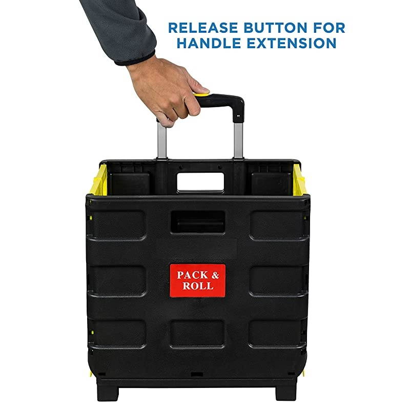 Rolling Utility Cart Folding and Collapsible Hand Crate on Wheels 55 lbs Capacity