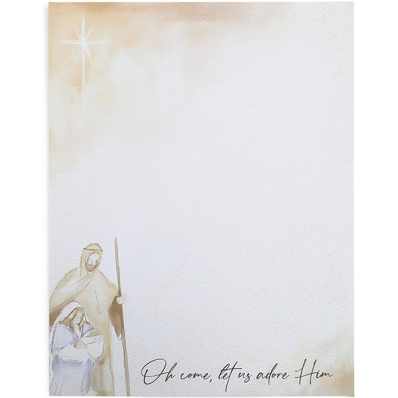 Faithful Finds 100-Pack Christmas Religious Nativity Theme Letter Paper, Let Us Adore Him (8.5 x 11 In)