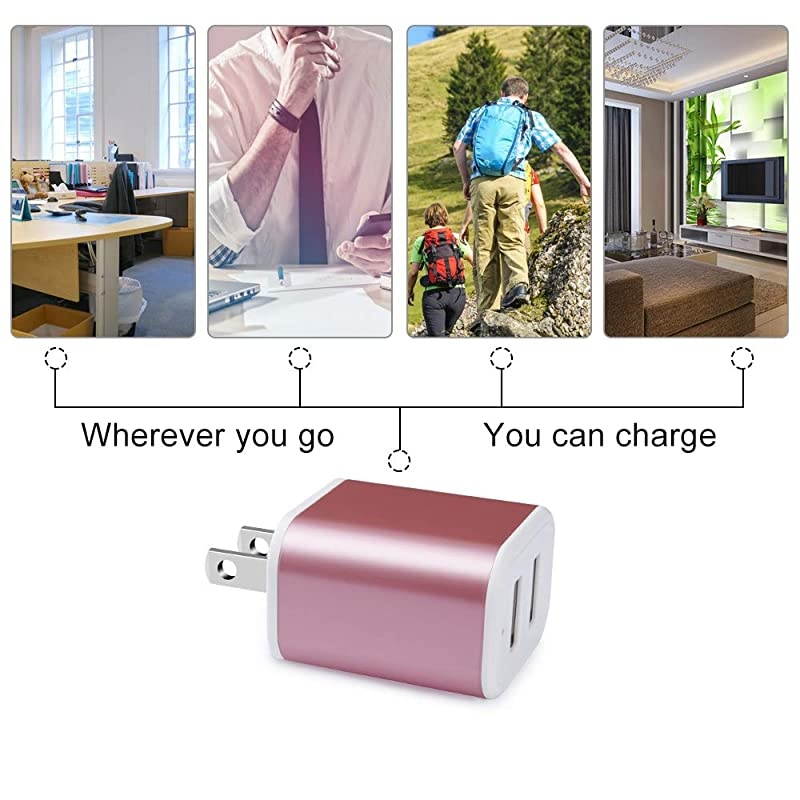 Wall Charger Micro USB Cable  21A Dual Port USB Wall Charger Plug Charging Cube Brick with 2Pack 6ft Micro USB Cable Charger for Samsung Galaxy S6 S7 Edge M10 J3 J7 LG G3 G4 K20 K30 Plus