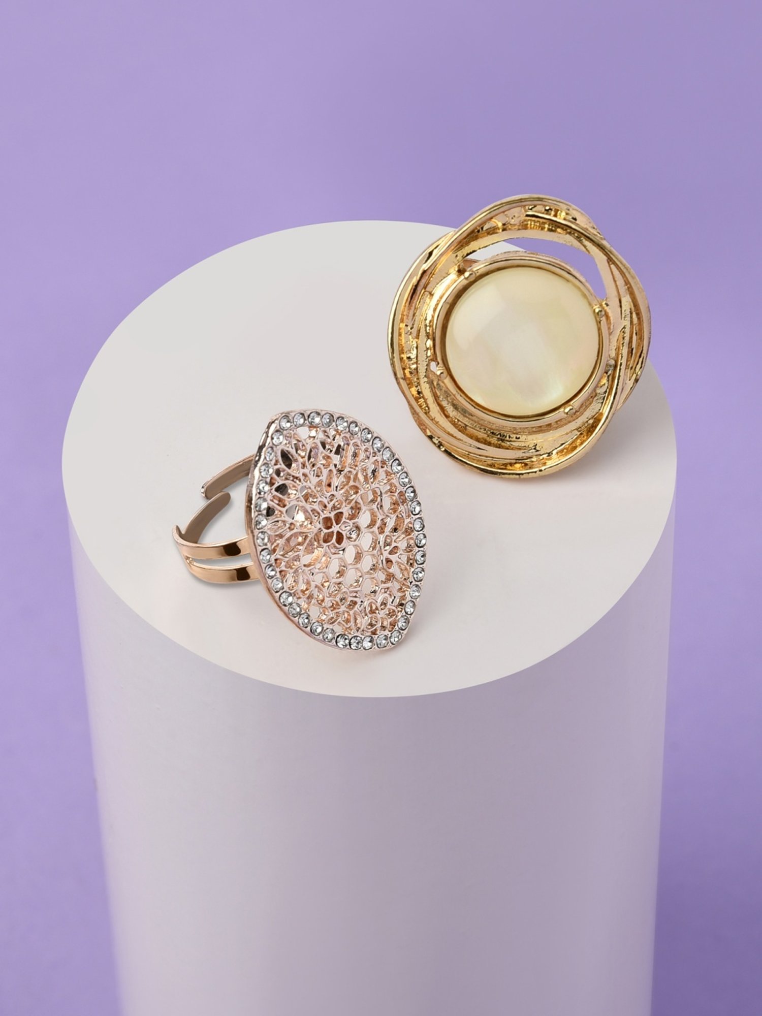 Accessorize London Women's Jewel Embellished Rings Set Of Three White