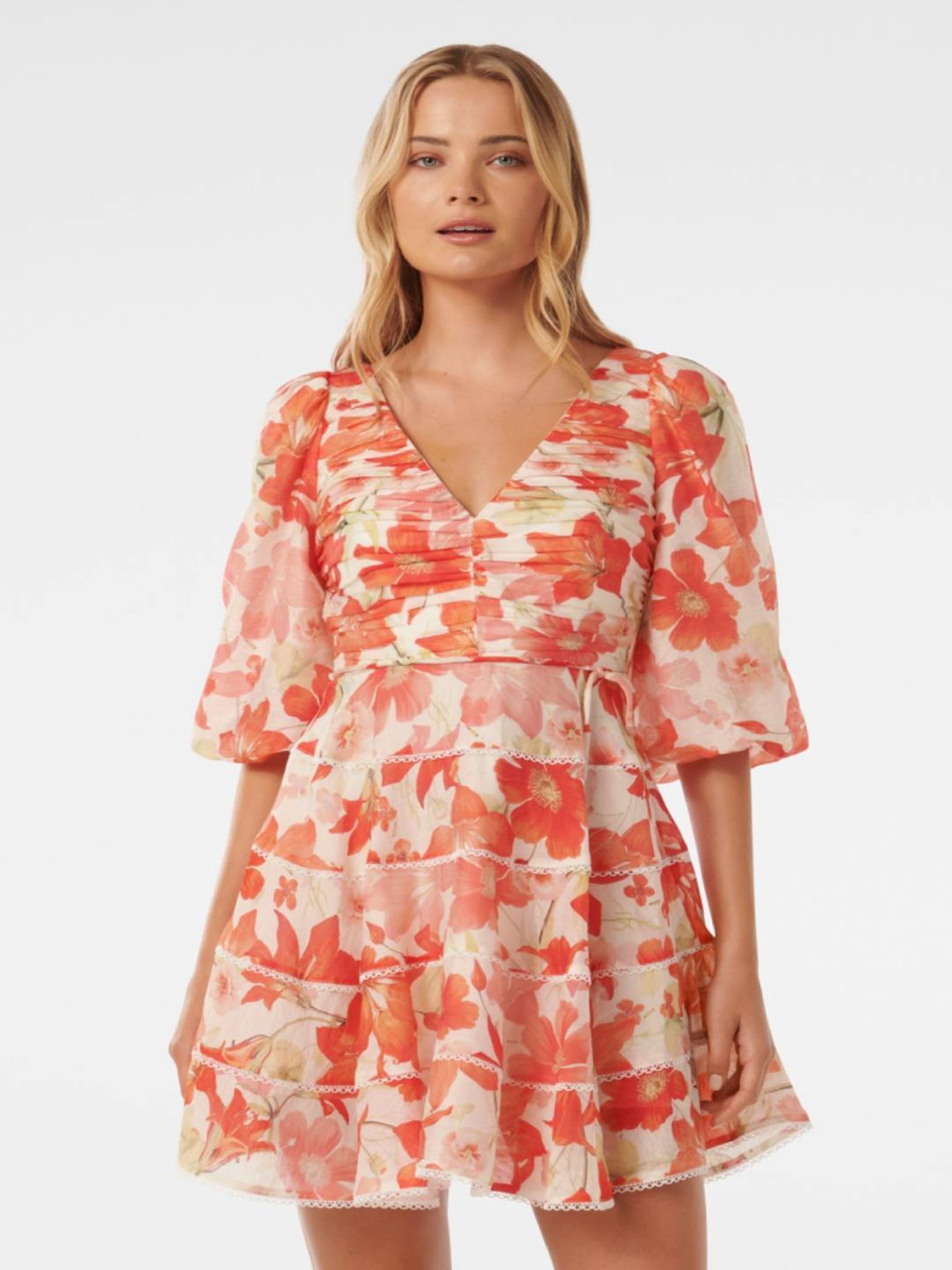 Forever New Cindy Tiered Floral Skater Dress