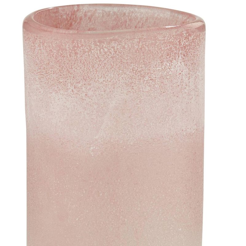 Studio 55D Pink and Clear 12" High Cylinder Glass Decorative Vase