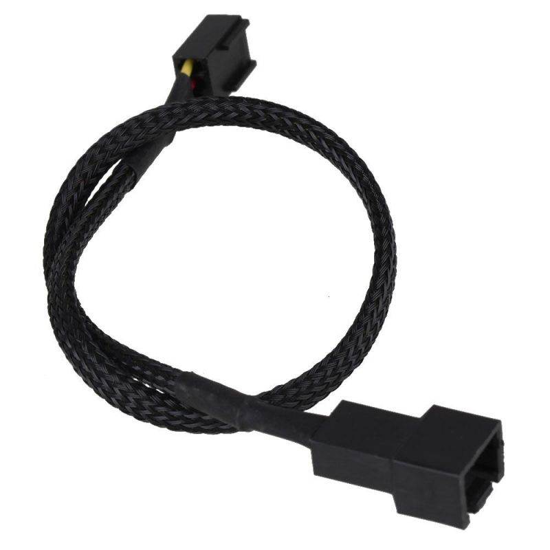 2PCS 3 Pin Connectors Computer PC Case Cooler Fan Extension Cable Black Sleeved