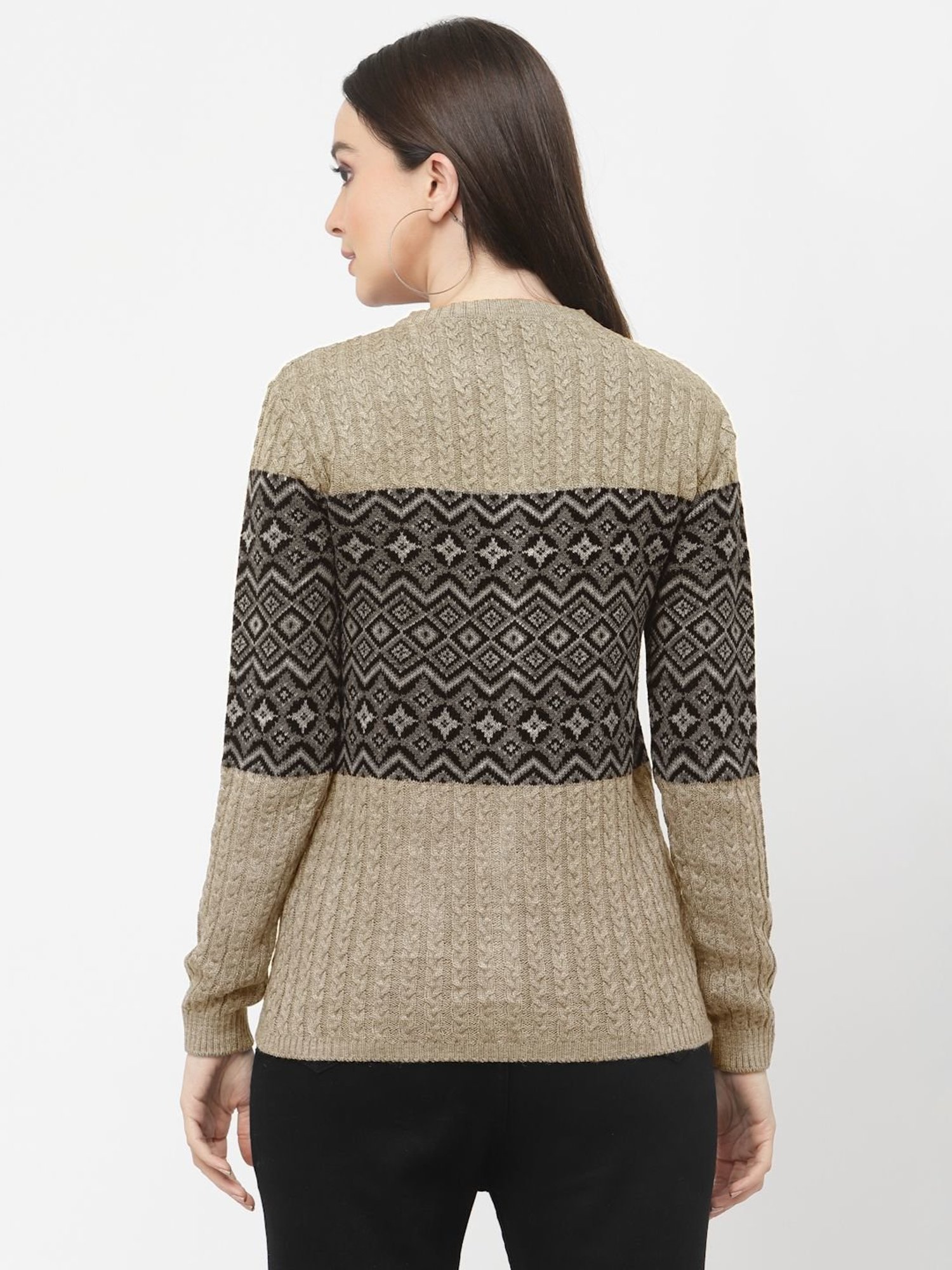 Kalt Beige Printed Cardigan