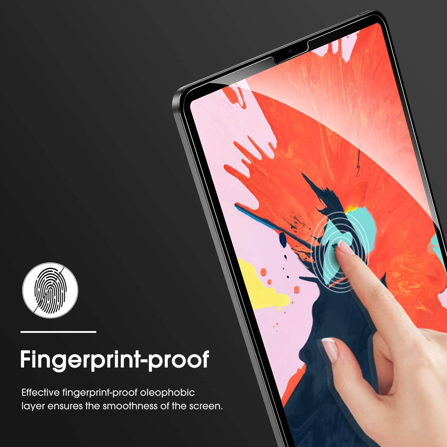 OMOTON [2 Pack] Screen Protector for iPad Pro 12.9 2018 (3rd Gen) [Work with Face ID & Apple Pencil] - Tempered Glass/High Definition / 9 Hardness