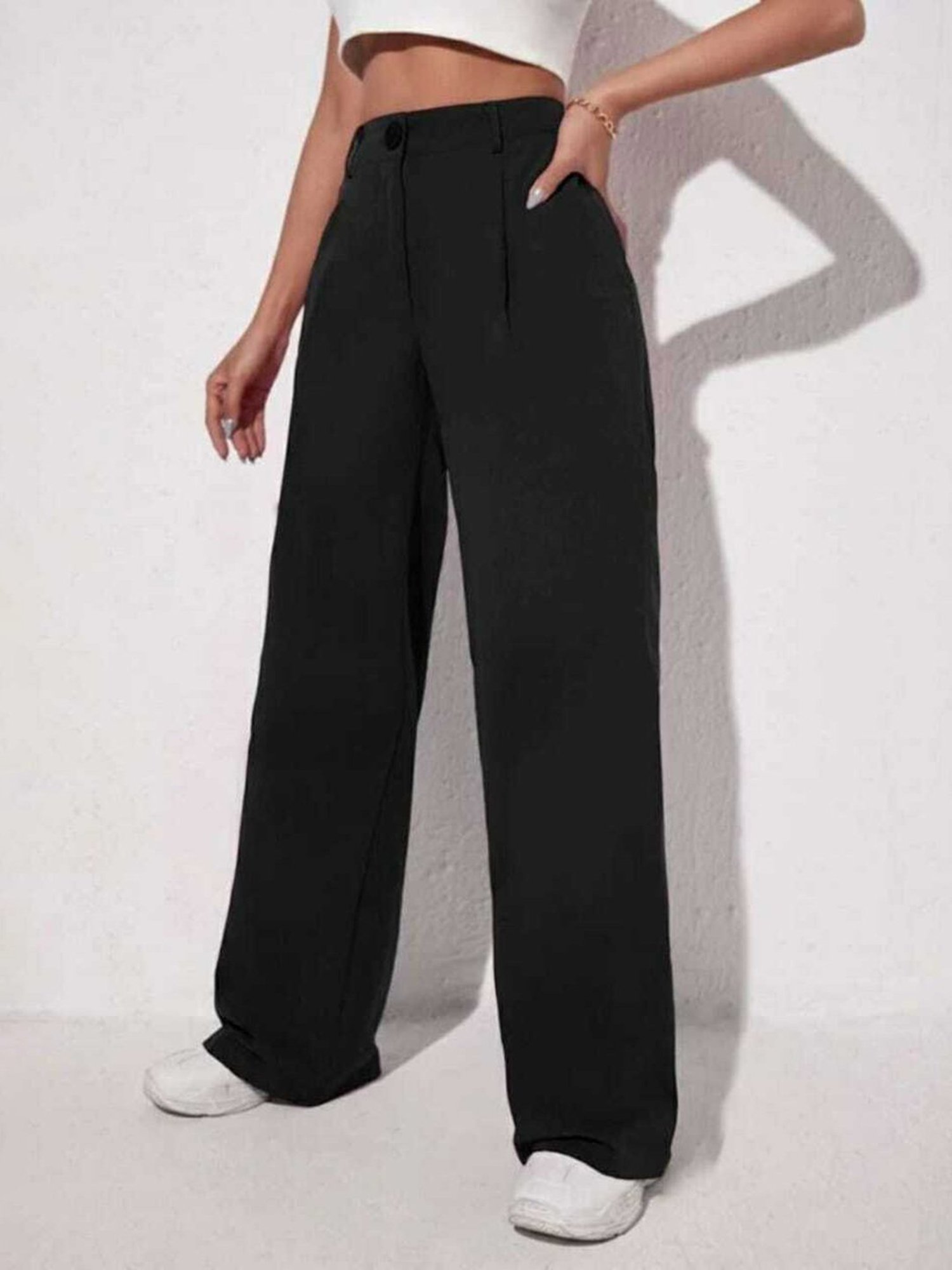 Broadstar Black Relaxed Fit High Rise Trousers