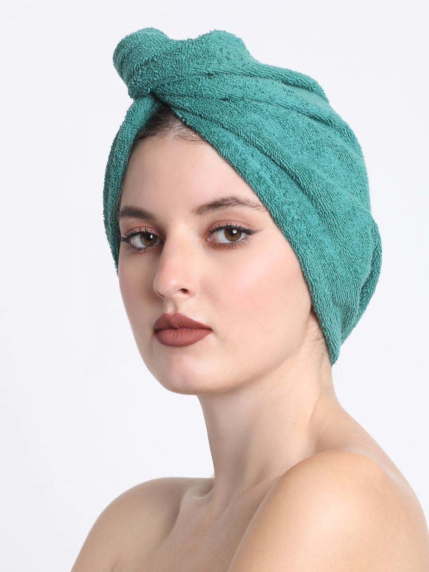 Creeva Luxury Leaf Green Cotton 380 GSM Hair Wrap