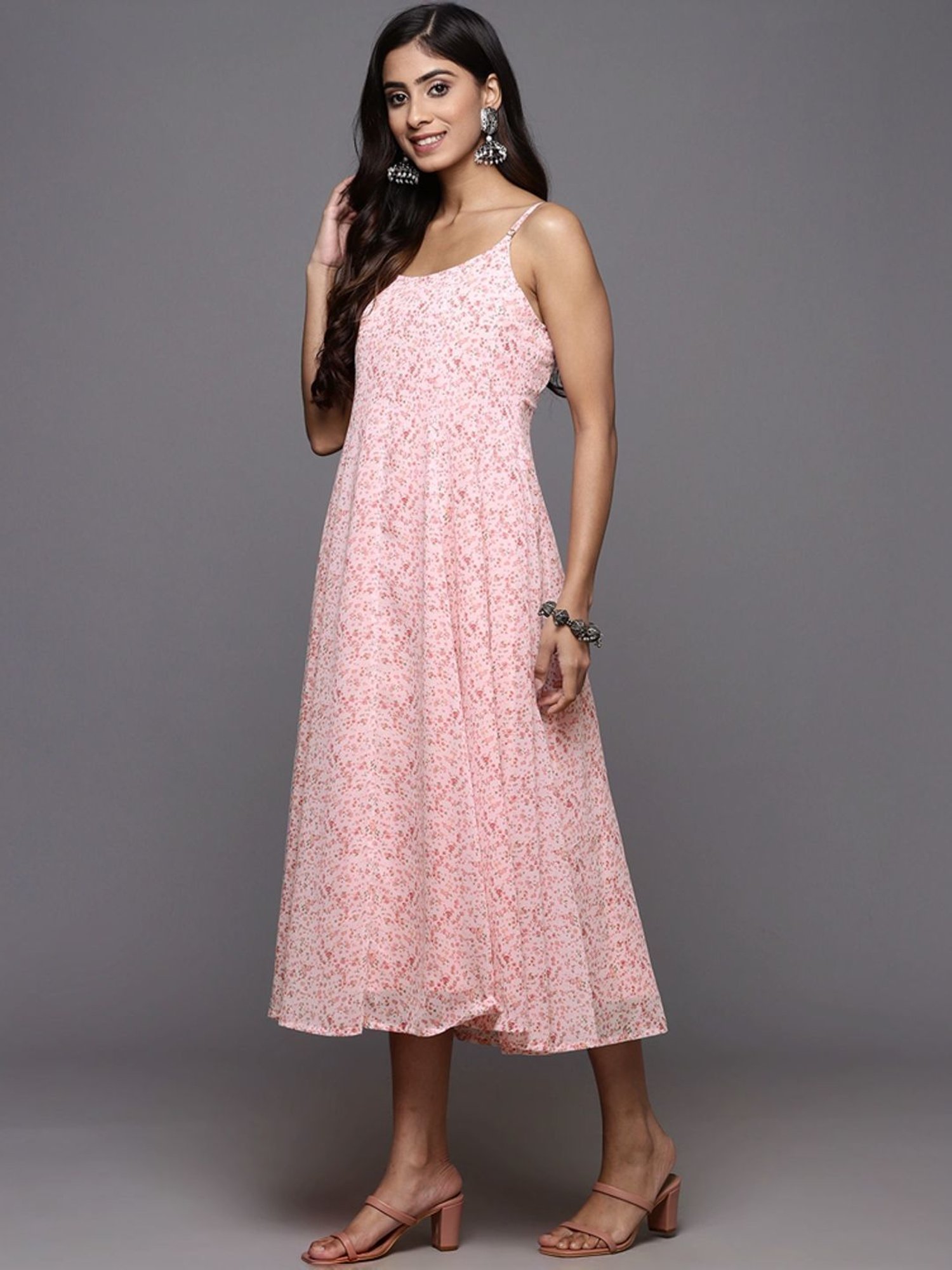 Saffron Threads Red Ethnic Dresses