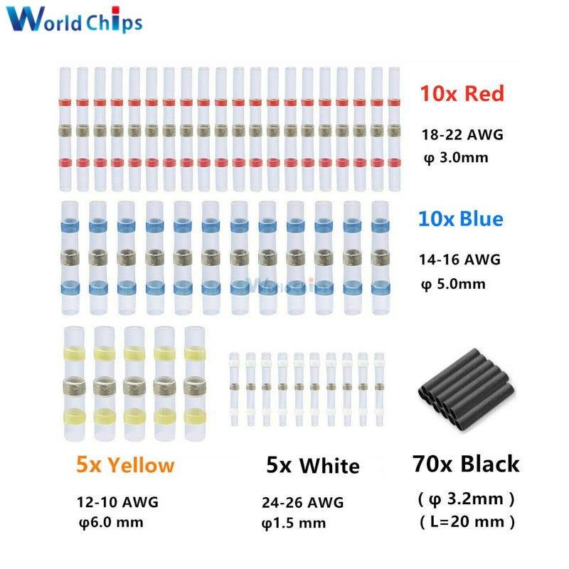 100pcs Heat Shrink Tube Sleeves Solder Seal Shrinkable Splice Waterproof Wires Connectors Cable Terminal Electrical Connector