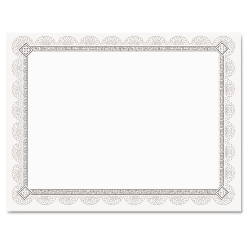 SOUTHWORTH CO. Premium Certificates White Spiro Silver Foil Border 66 lb  8 5 x 11 15/Pack CTP2W