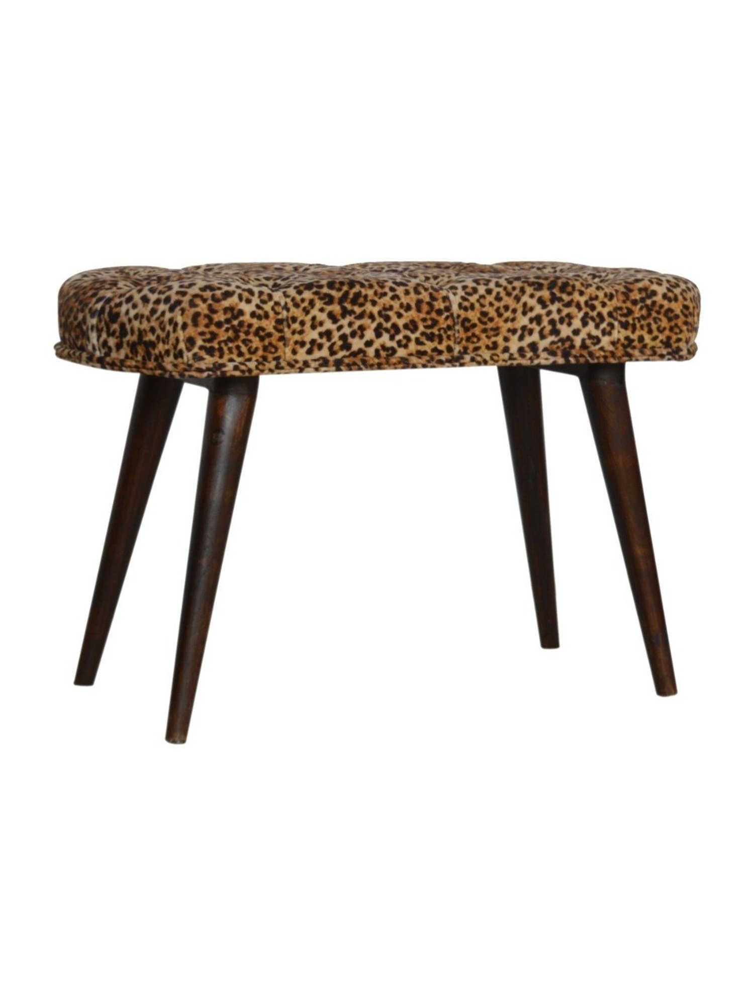 Artisan Furniture Brown Animal Print Print Deep Button Bench Brown Finish