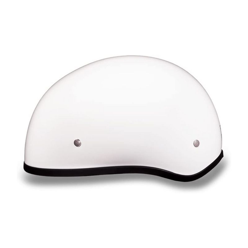 Daytona D1-CNS-XL Helmets Secure Slim Protective Motorcycle Half Helmet Skull Cap with Adjustable Chin Strap, Head Wrap, and Drawstring Bag, White
