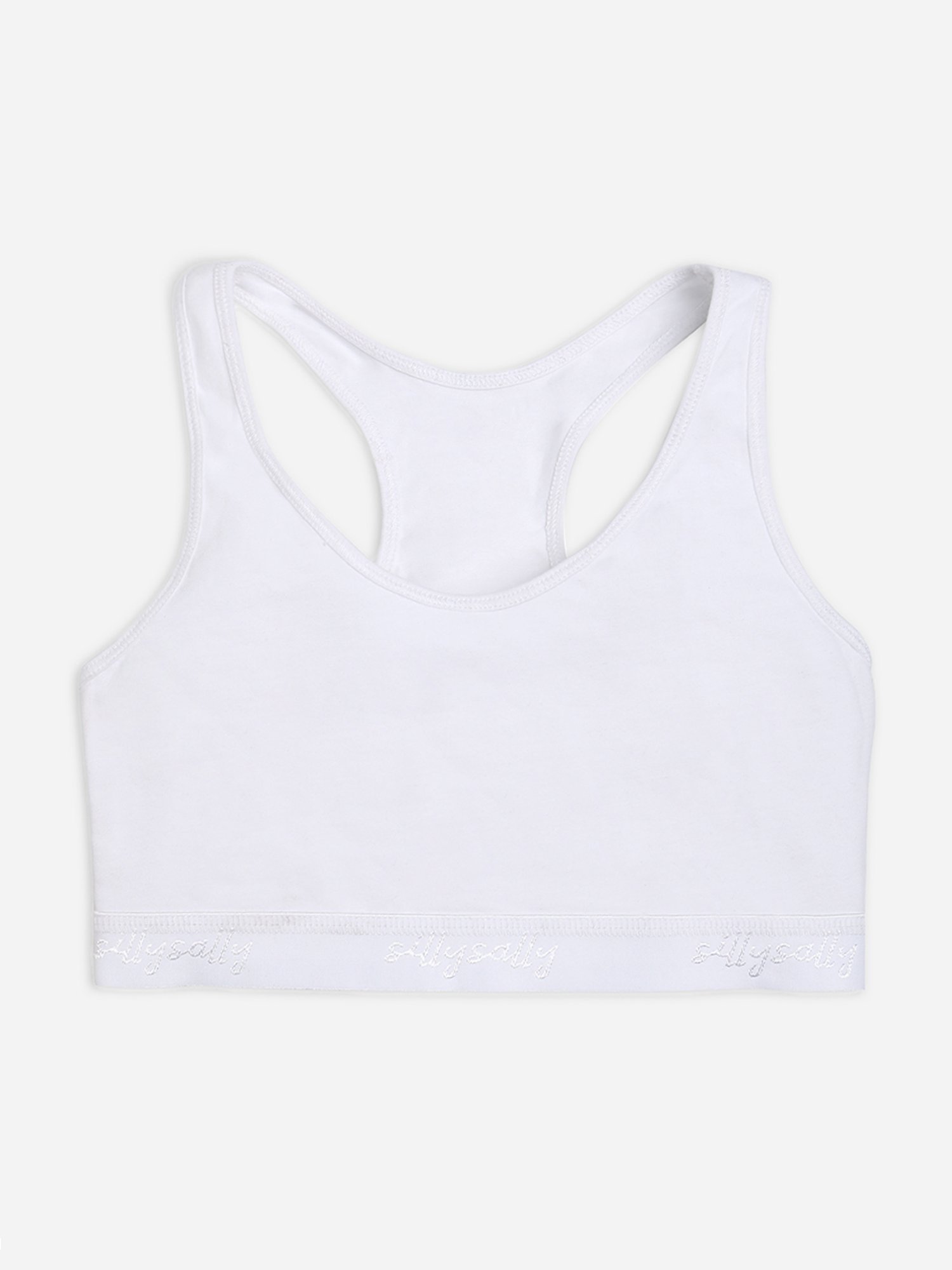 Sillysally Kids Solid White Bra (Pack Of 2)