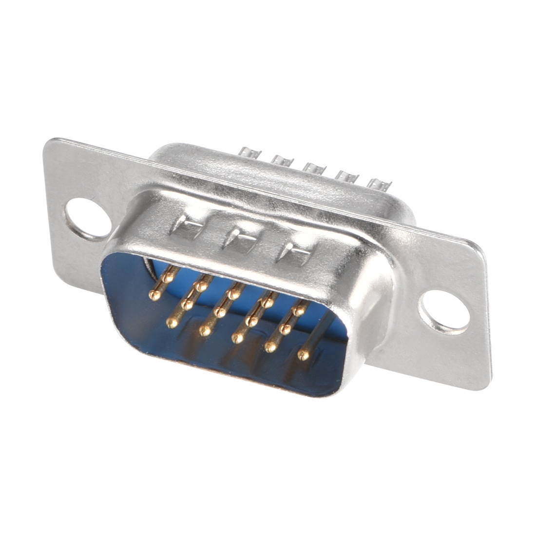 D-sub Connector Male Plug 15-pin 3-row Port Terminal Breakout for Mechanical Equipment CNC Computers Blue Pack of 10