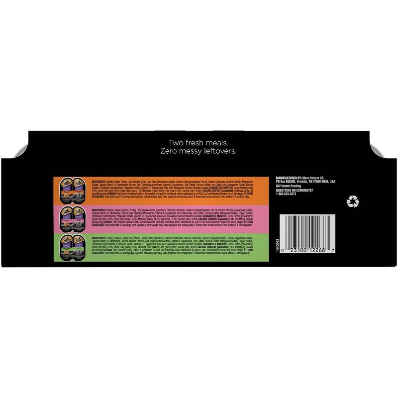 Sheba Perfect Portions Paté In Natural Juices Chicken, Salmon & Turkey Entrée Premium Wet Cat Food - 2.6oz/18ct Variety Pack