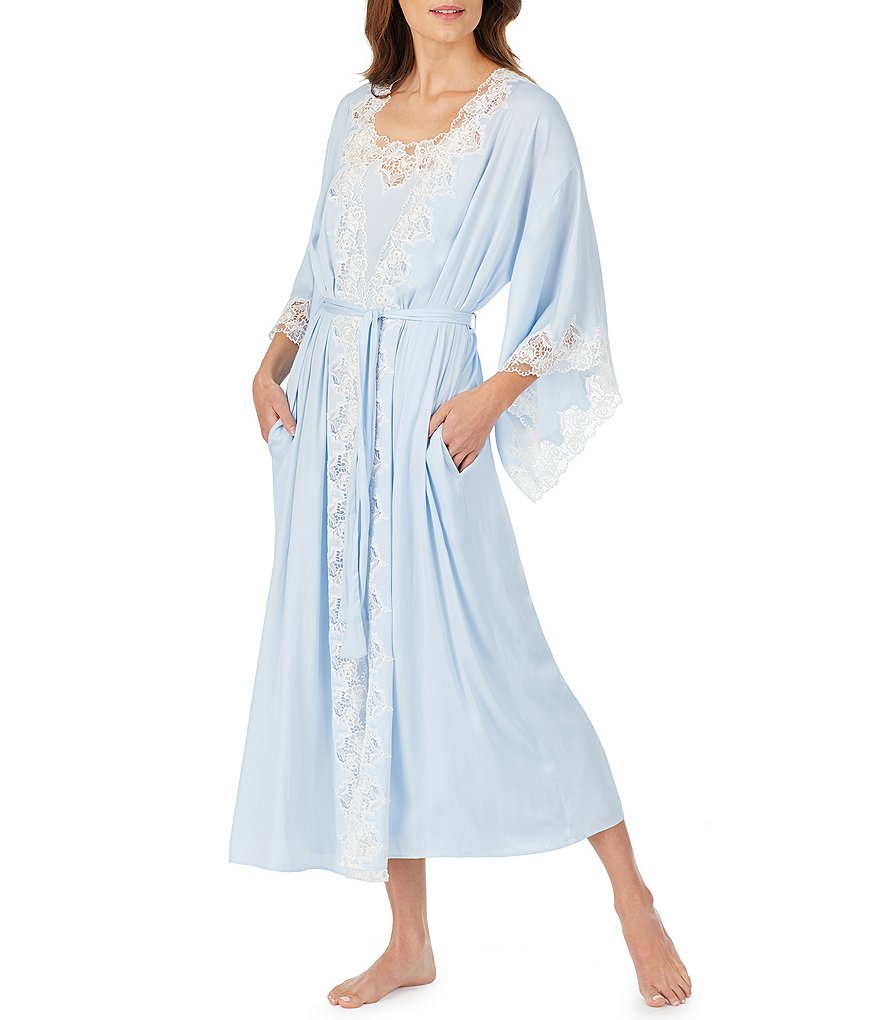 Lauren Ralph Lauren Paisley Print Satin Short Wrap Robe
