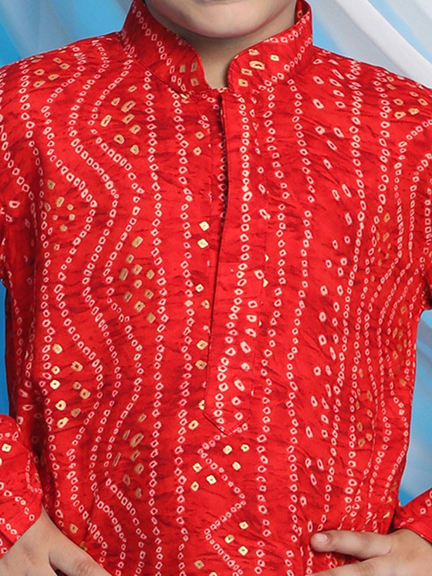 VASTRAMAY Boys Maroon & Rose Gold Printed Full Sleeves Kurta Sets