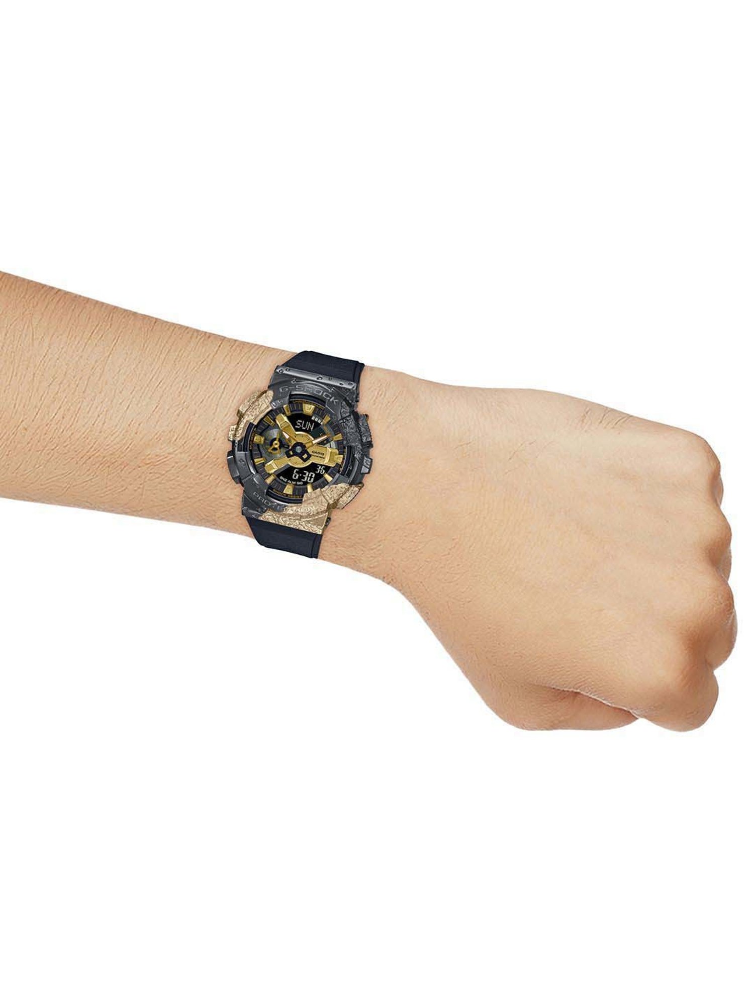 Casio G-Shock G-Steel GM-114GEM-1A9DR Black-Gold Ip Analog-Digital Dial Resin Band Men's Watch G1346