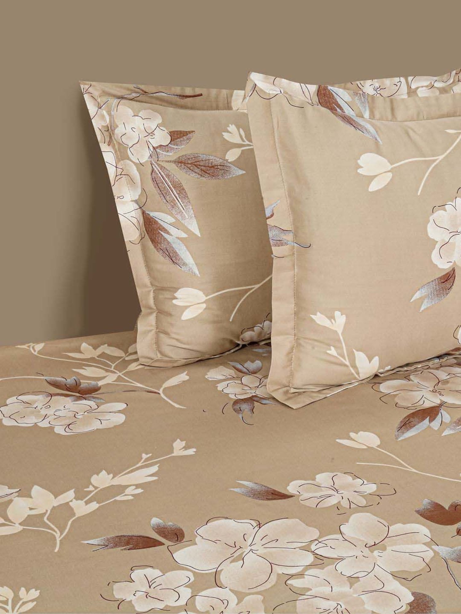 Swayam Brown Cotton 300 TC Double Size Bedsheet With Pillow Covers