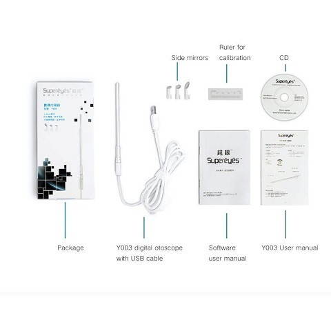 Supereyes Y003 5.4mm Waterproof Handheld USB Digital Microscope Magnifier Borescope Endoscope with Side Mirrors