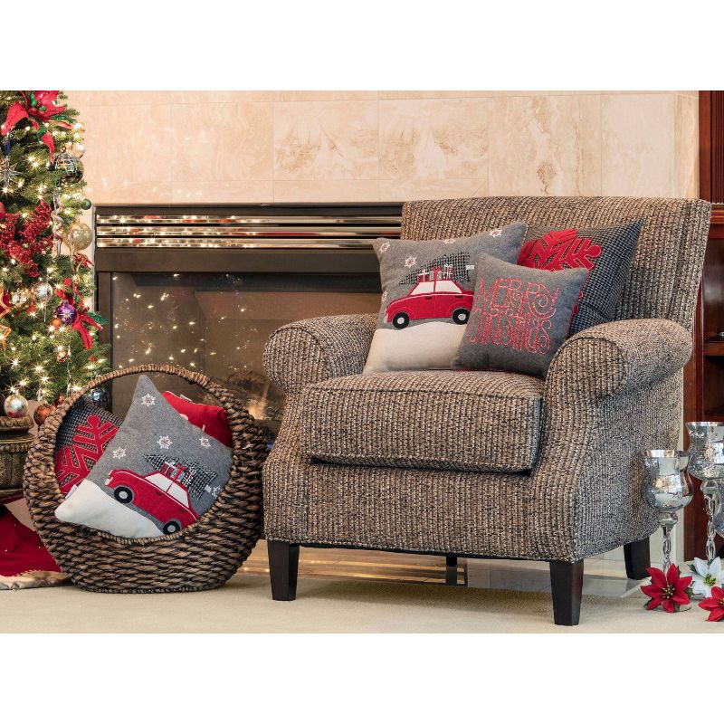 Black/Red Throw Pillow Snowflake (16"x16") - Pillow Perfect