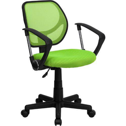 Mid-Back Green Mesh Swivel Task Chair with Arms