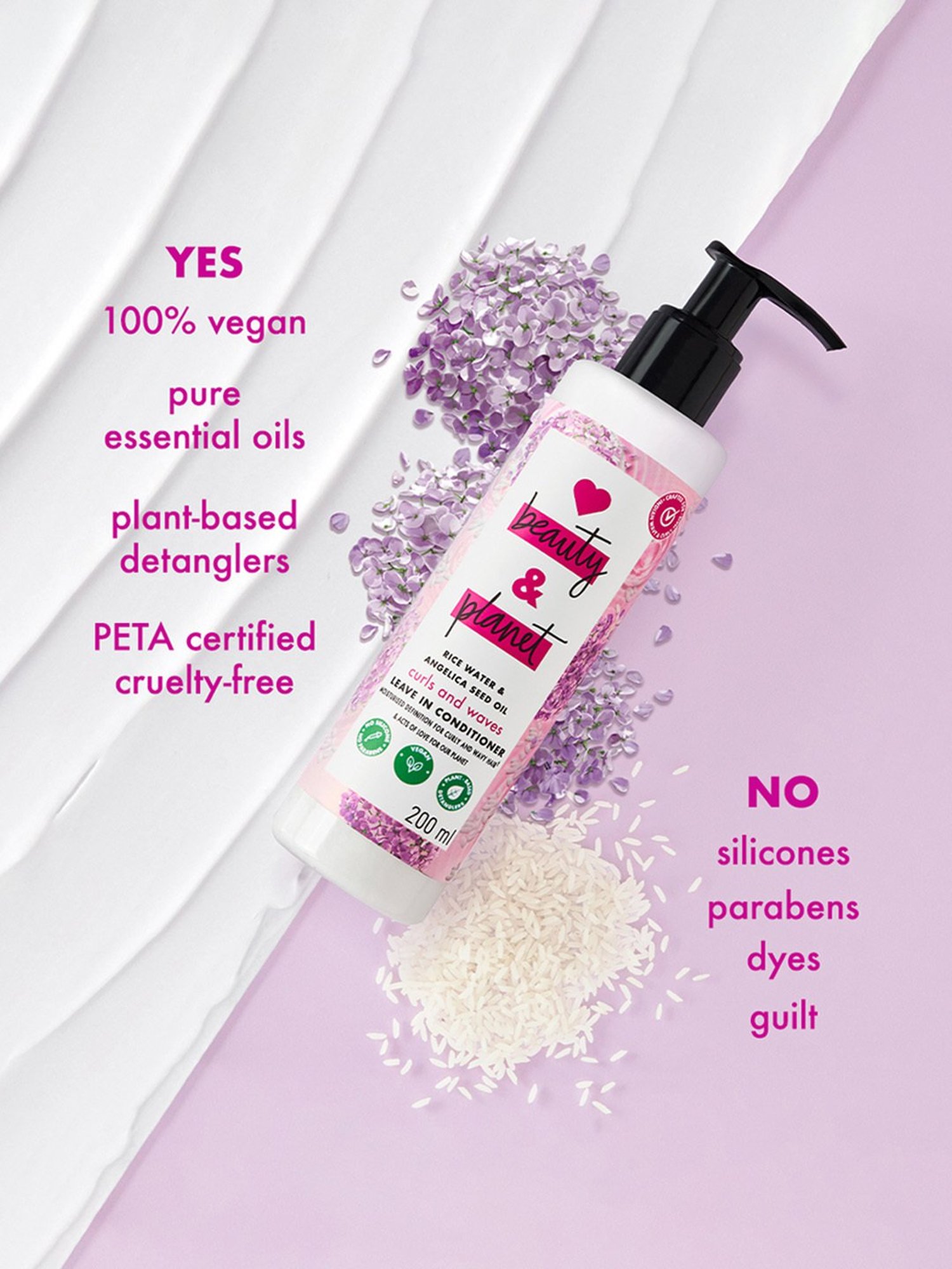 Love Beauty & Planet Rice Water & Angelica Seed Oil Curls and Waves Leave-In Conditioner - 200 ml