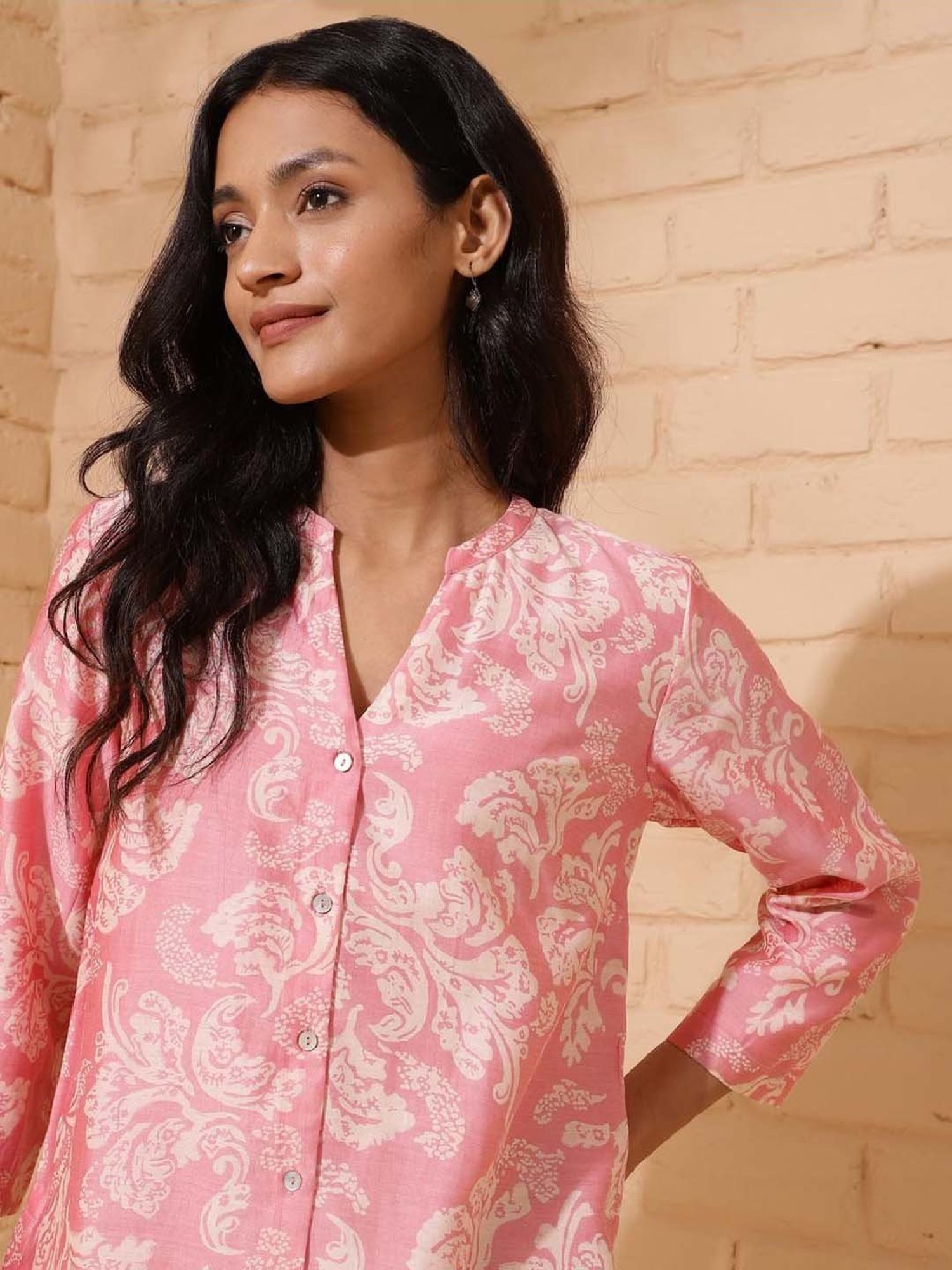 Fabindia Pink Printed Top