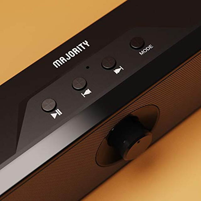 Majority Atlas Mini TV Sound bar and Bluetooth Speaker, Portable & USB Powered, Perfect for Gaming or Home Theatre/Miniature TV Sound bar Audio System, 3.5mm Jack, Micro SD Card Slot, USB