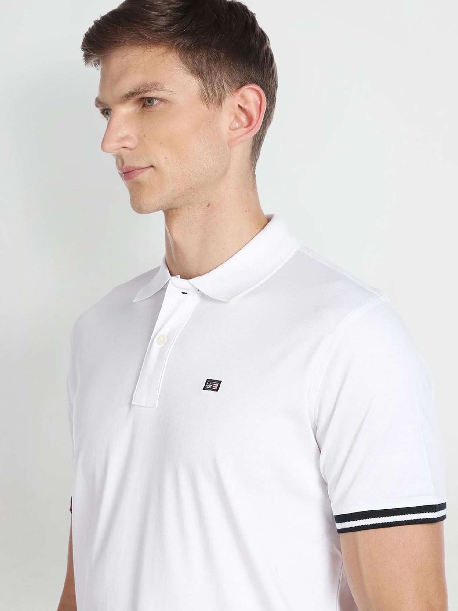 Arrow Sport White Cotton Regular Fit Polo T-Shirt