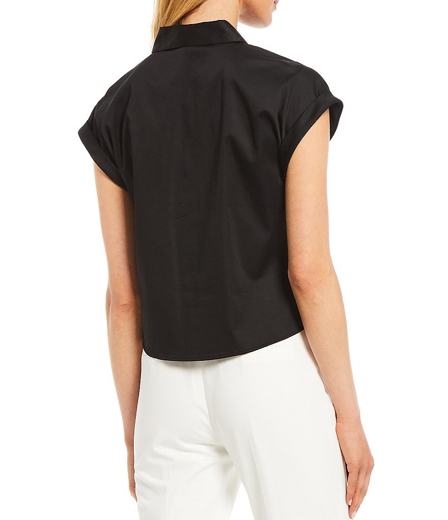 Antonio Melani Blaire Poplin Cap Sleeve Button Front Blouse