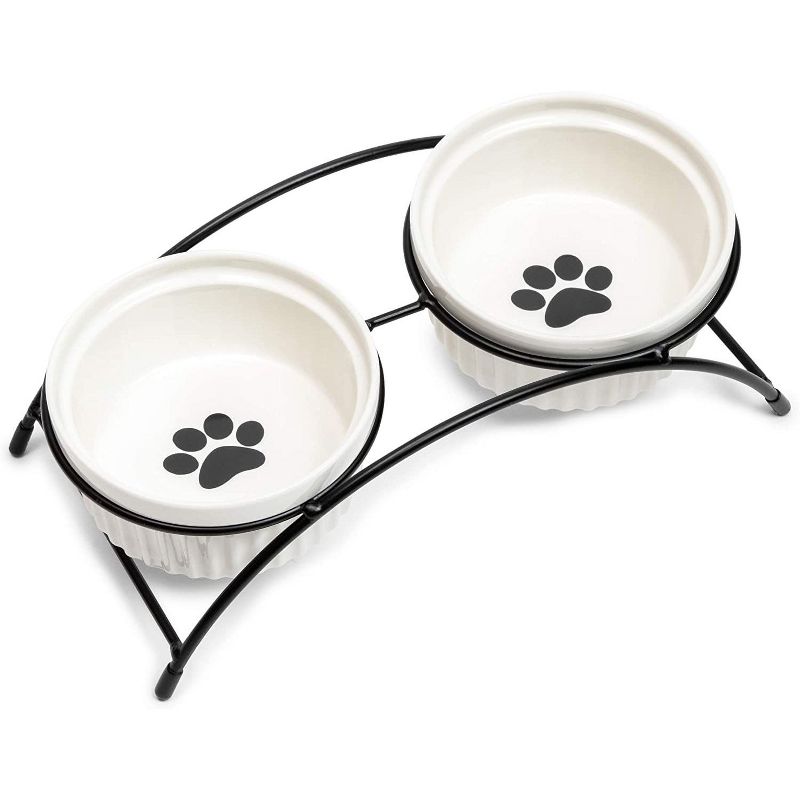 Juvale 3 Pieces Ceramic Pet Bowl with Stand for Cats and Dogs (10.5 x 5.25 x 3.5 in)