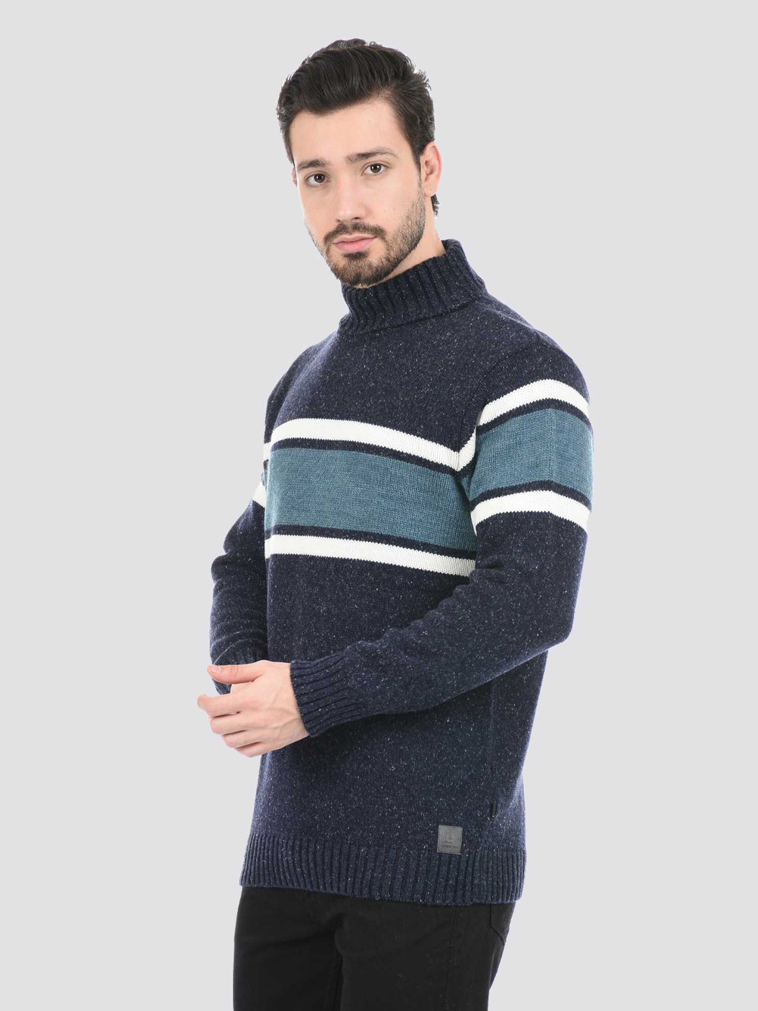 London Fog Dark Blue Striped Sweater