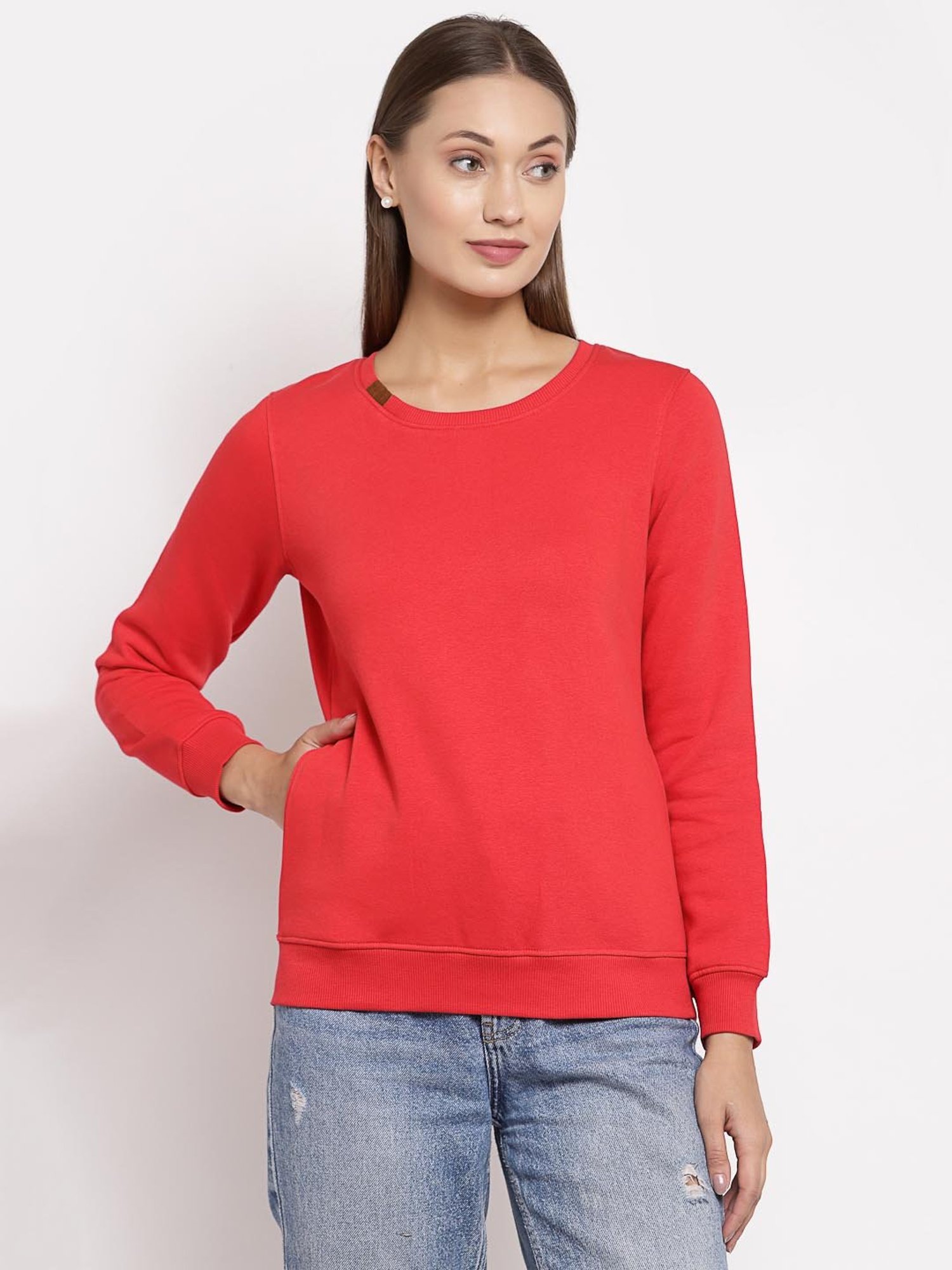 Juelle Red Round Neck Sweatshirt