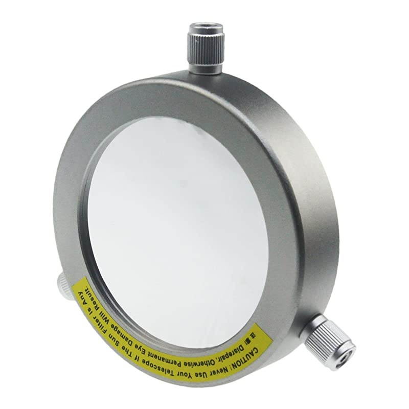 Deluxe Solar Filter 100mm Adjustable Metal Cap for Telescope Tubes with Outer Diameter from 70mm to 92mm Aperture 75mm Immediately Start Solar Observing and Our Sun Becomes Within Reach