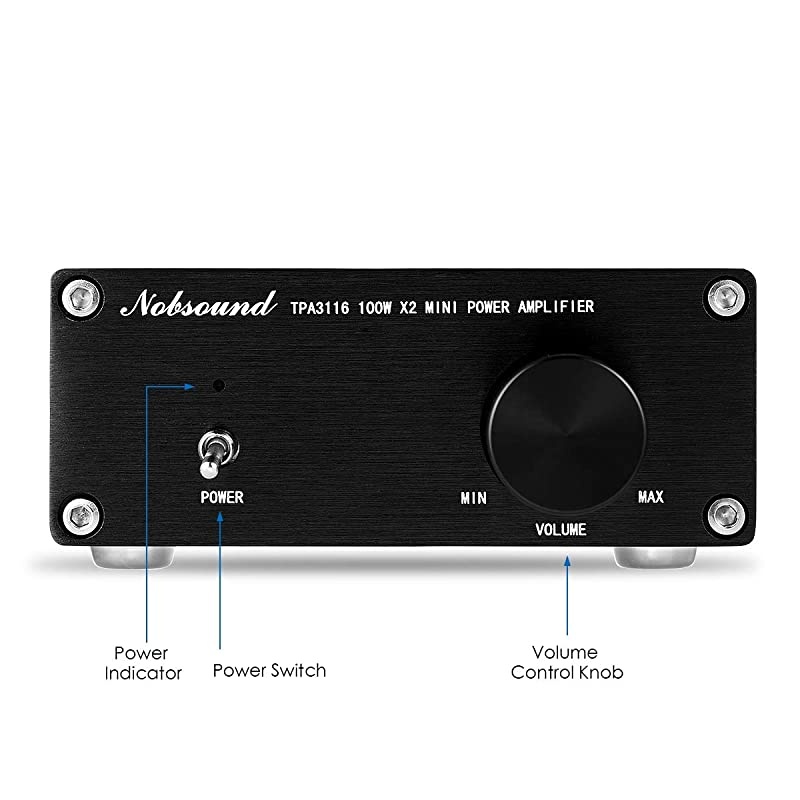 Mini 200W Dual TPA3116 20 Channel HiFi Stereo Digital Power Amplifier Receiver Class D Integrated Amp for Home Speakers with Power Supply