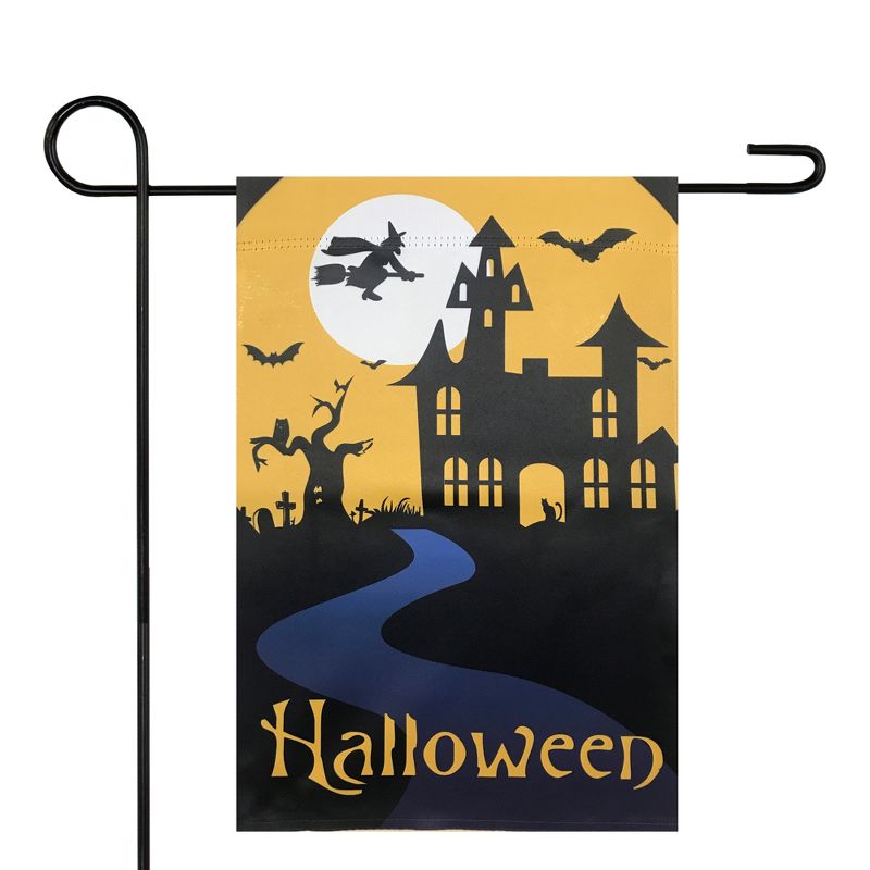 Northlight Spooky House Halloween Outdoor Garden Flag with Bats and a Witch 12.5" x 18"
